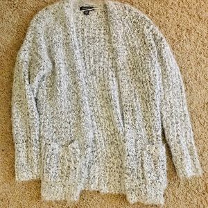 Fuzzy cardigan.